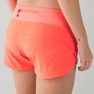 Lululemon Bright Orange Flare Speed Shorts Sz 6